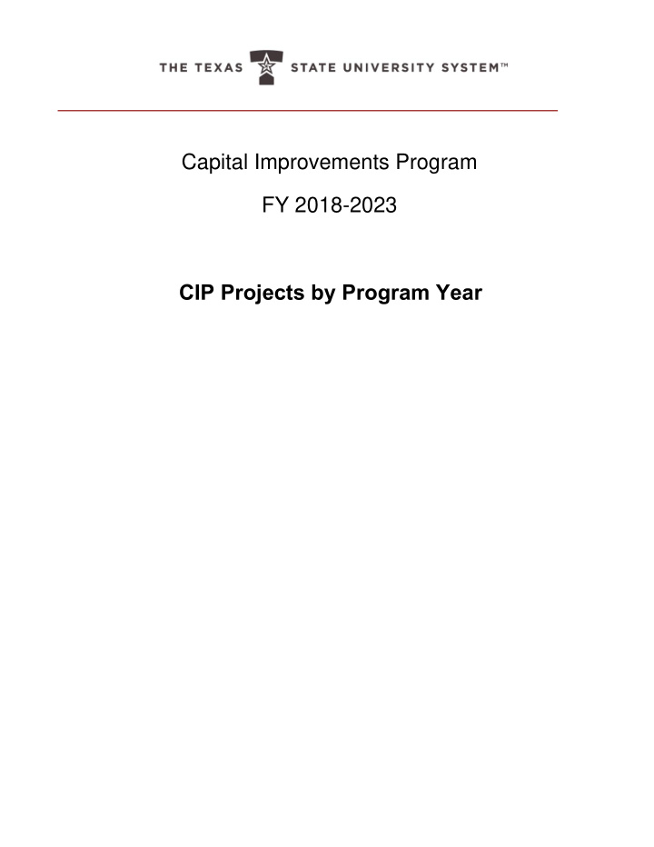 capital improvements program fy 2018 2023 cip projects by