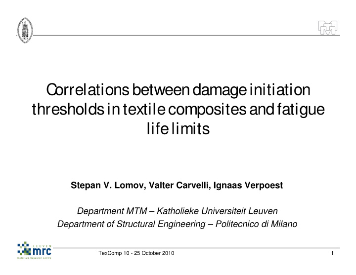 c orrelations between damage initiation thresholds in