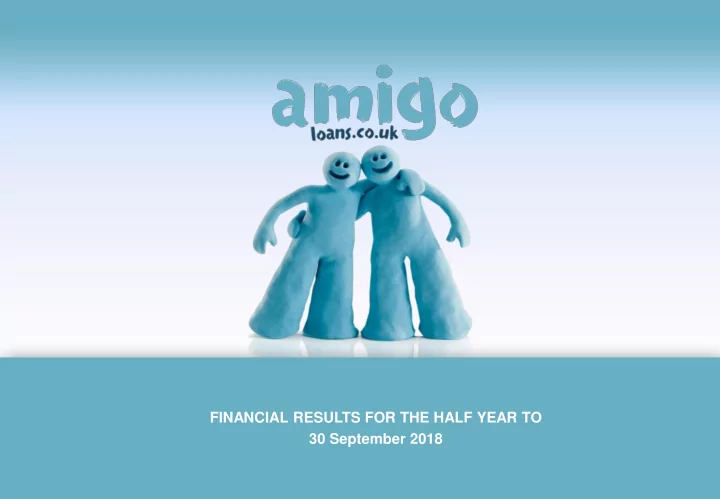 financial results for the half year to