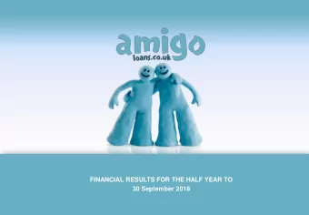 FINANCIAL RESULTS FOR THE HALF YEAR TO  30 September 2018  Disclaimer This presentation has been