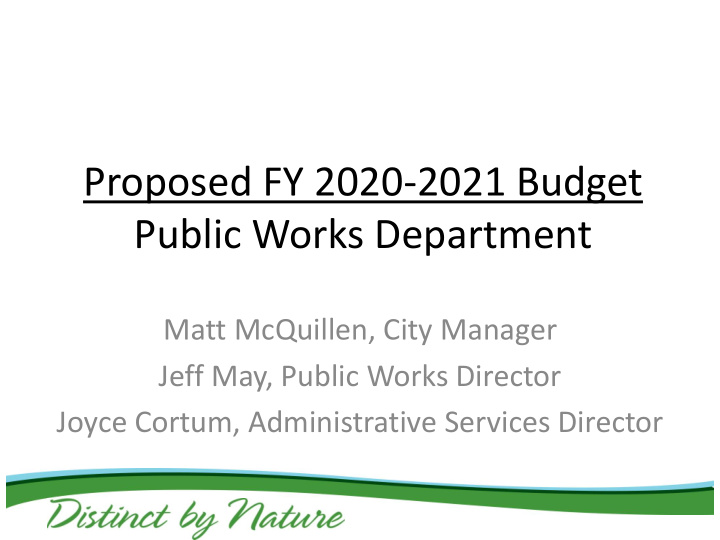 proposed fy 2020 2021 budget public works department