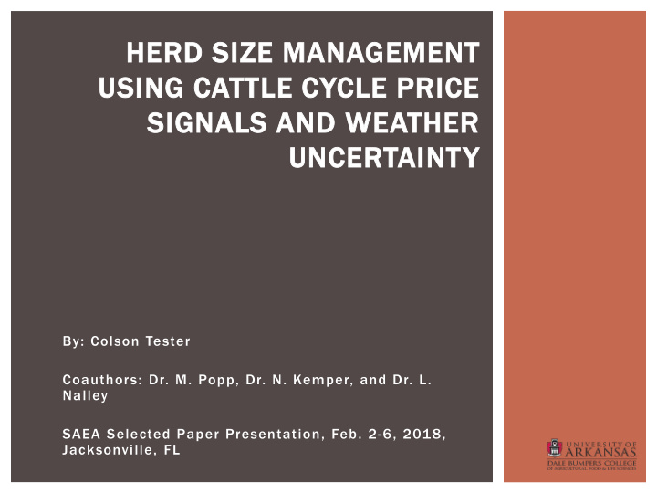 herd siz ize m management usin ing c cattle le c cycle le