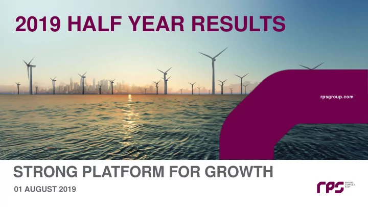 2019 half year results