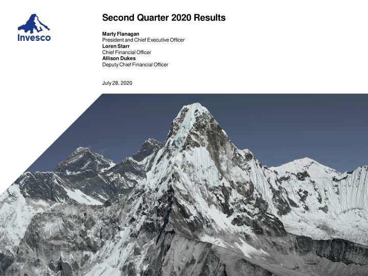 second quarter 2020 results