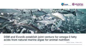 DSM and Evonik establish joint venture for omega-3 fatty  acids from natural marine algae for