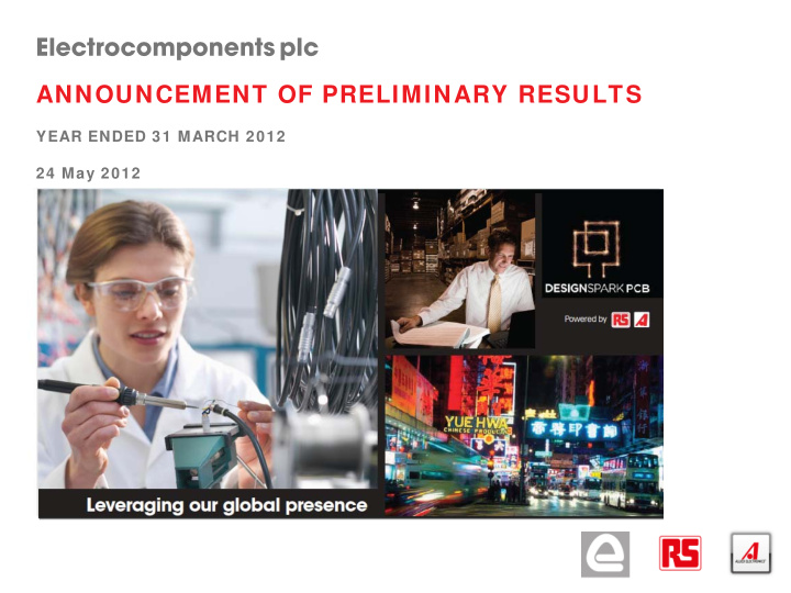 electrocomponents plc announcement of preliminary results