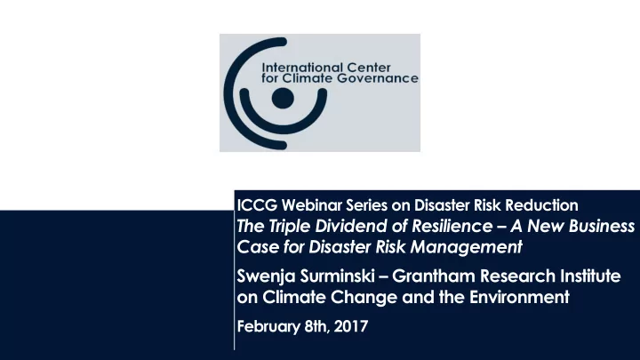 the triple dividend of resilience a new business case for