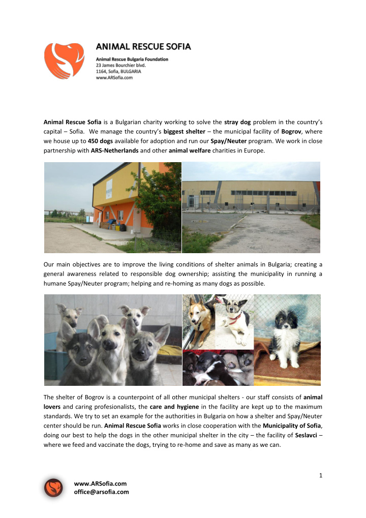 animal rescue sofia is a bulgarian charity working to