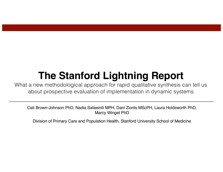 the stanford lightning report