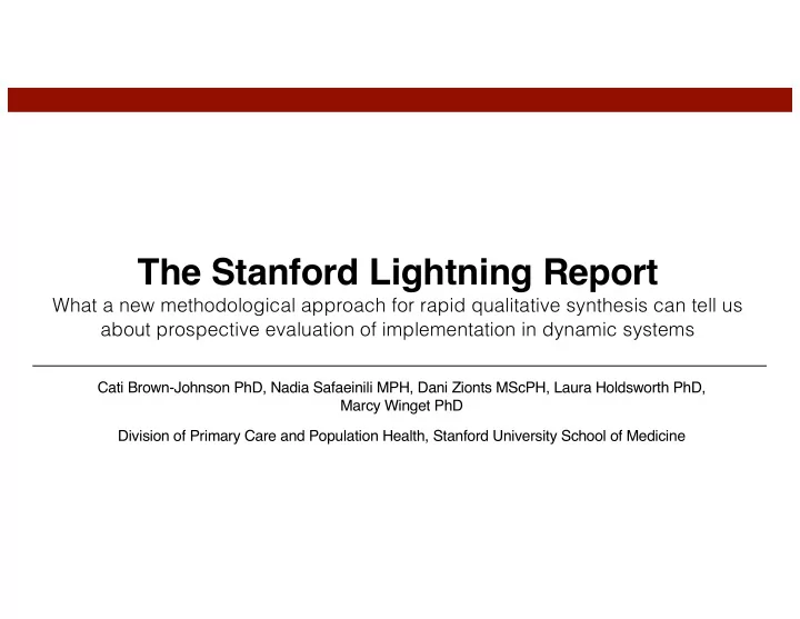 the stanford lightning report