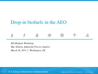 Drop-in biofuels in the AEO  EIA Biofuels Workshop  Mac Statton, Industrial Process Analyst  March