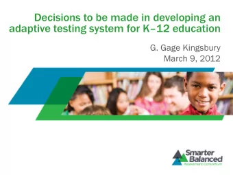 Welcome and Introduction  5  Presenter  G. Gag  age  e Kingsbur  sbury  Vice President for the