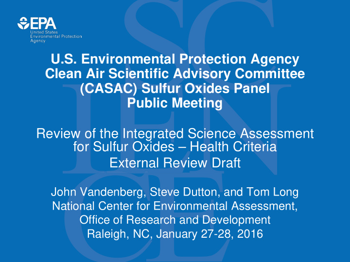 u s environmental protection agency clean air scientific