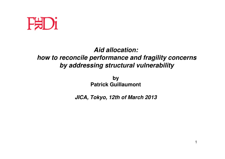 aid allocation how to reconcile performance and fragility