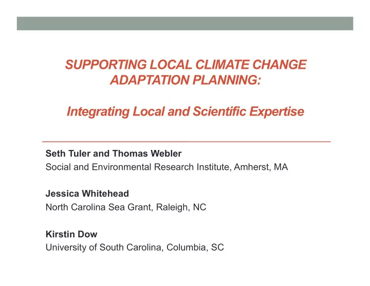 supporting local climate change adaptation planning