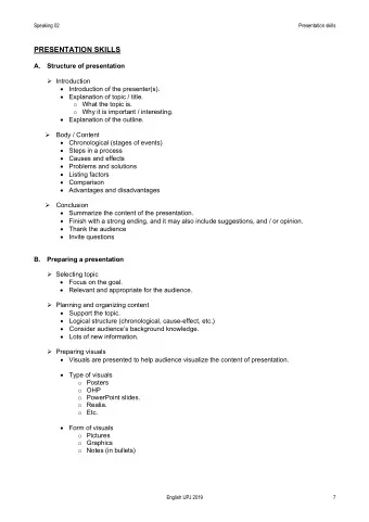 PRESENTATION SKILLS  A. Structure of presentation  Introduction  Introduction of the
