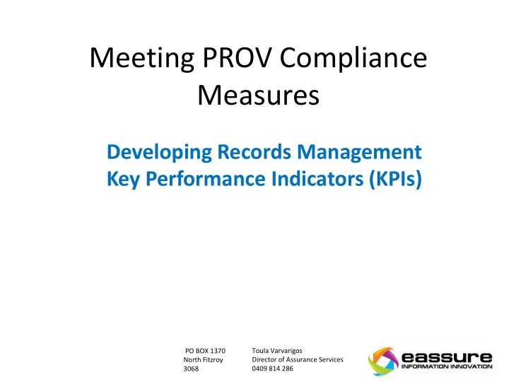 meeting prov compliance