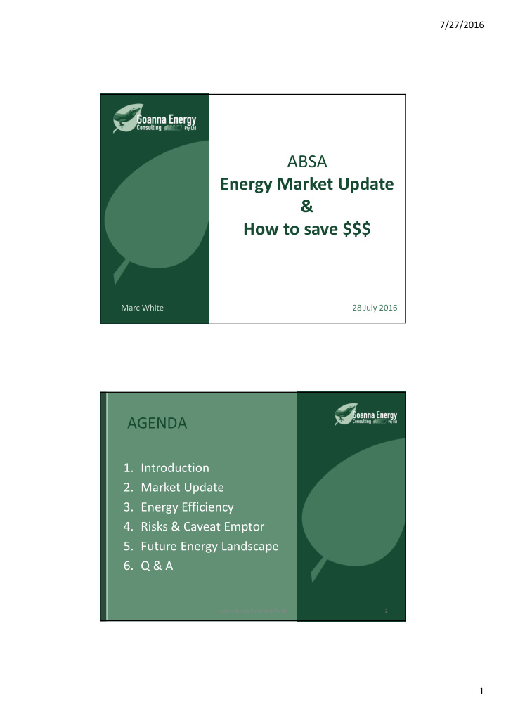 absa energy market update how to save