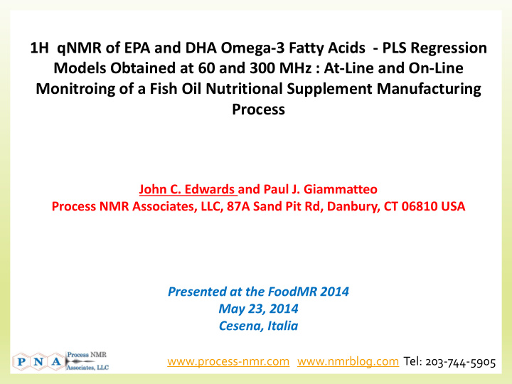 1h qnmr of epa and dha omega 3 fatty acids pls regression