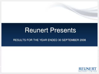 Reunert Presents  RESULTS FOR THE YEAR ENDED 30 SEPTEMBER 2008  Group Structure  CBI-electric
