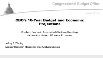 Congressional Budget Office  Congressional Budget Office  November 18, 2018  CBOs 10-Year Budget