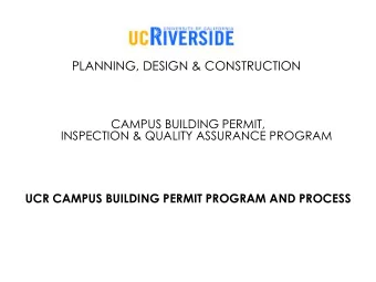 CAMPUS BUILDING PERMIT, INSPECTION  CAMPUS BUILDING PERMIT, INSPECTION &amp;  QU  UCR CAMPUS