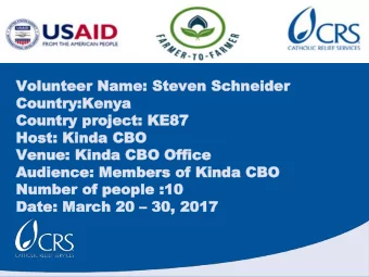 Co  Coun  untr  try  y pr  proje  oject  ct:  : KE8  KE87  7  Hos  Host:  t: Kinda  Kinda CBO  CBO