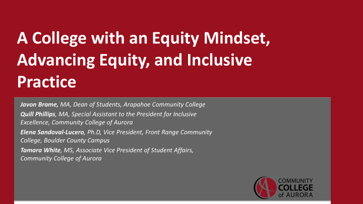 advancing equity and inclusive