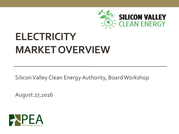 electricity market overview