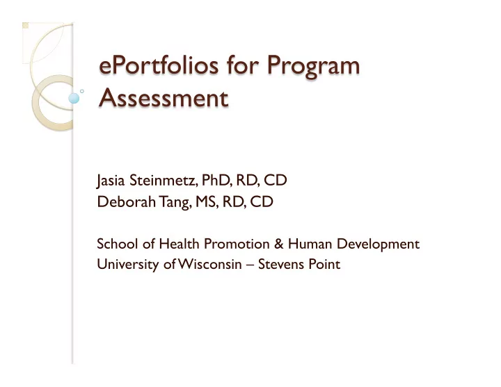 jasia steinmetz phd rd cd deborah tang ms rd cd