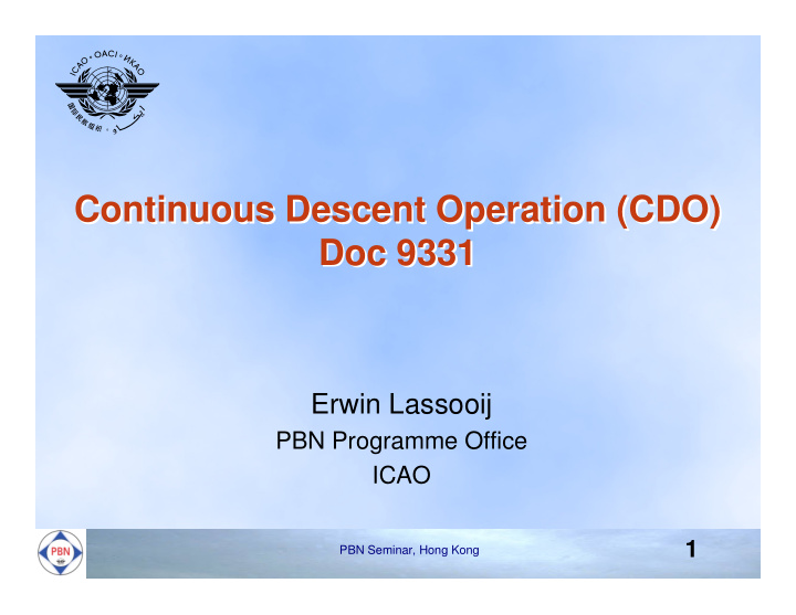 continuous descent operation cdo continuous descent
