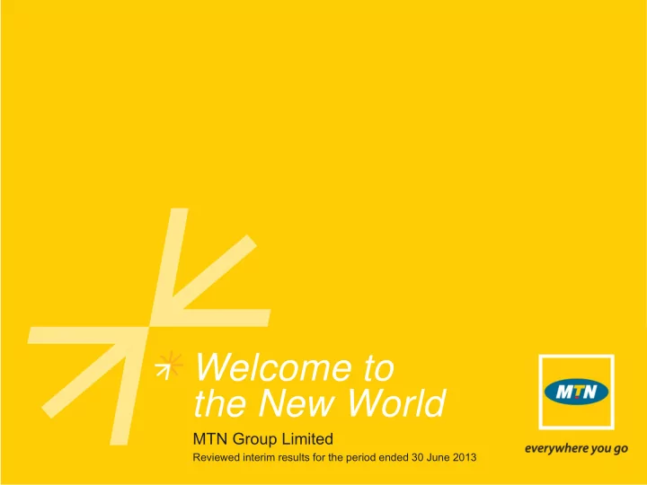 welcome to the new world
