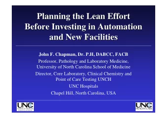 Planning the Lean Effort  Planning the Lean Effort  Before Investing in Automation  Before