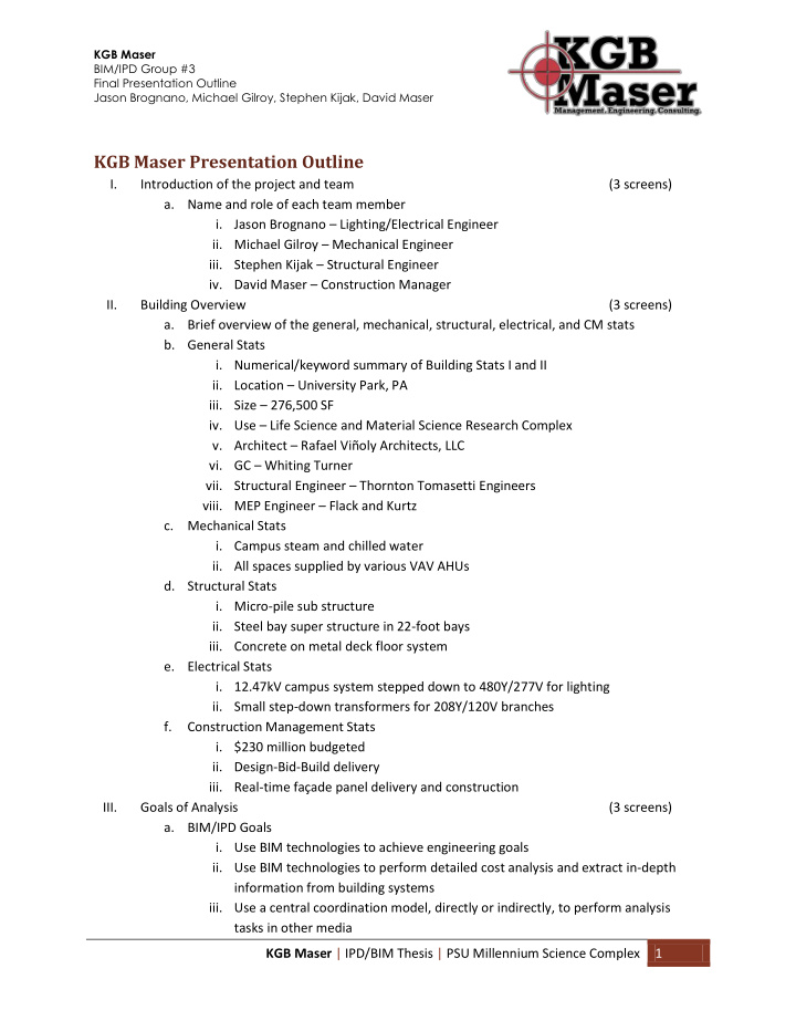 kgb maser presentation outline