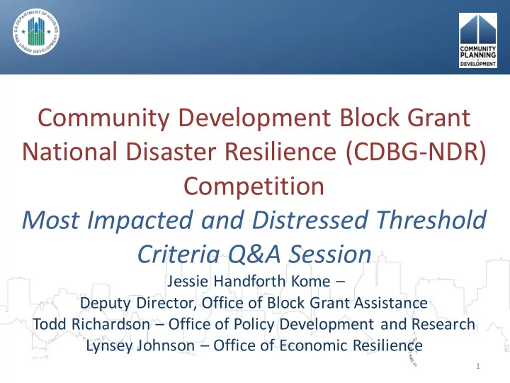 national disaster resilience cdbg ndr