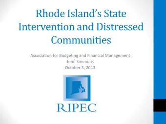 Rhode Islands State  Intervention and Distressed  Communities  Association for Budgeting and