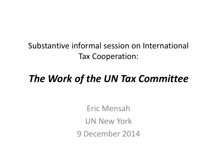 the work of the un tax committee