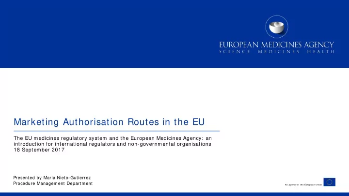 marketing authorisation routes in the eu