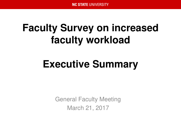 faculty workload executive summary