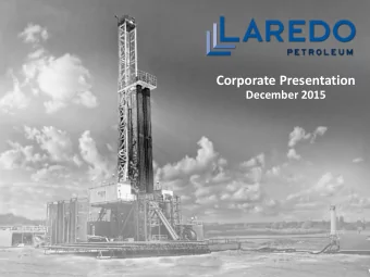 Corporate Presentation  December 2015  Forward-Looking / Cautionary Statements  This presentation