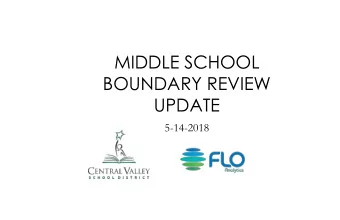 MIDDLE SCHOOL  BOUNDARY REVIEW  UPDATE  5-14-2018  PROJECT SEQUENCING AND MILESTONES  A p r i l  M