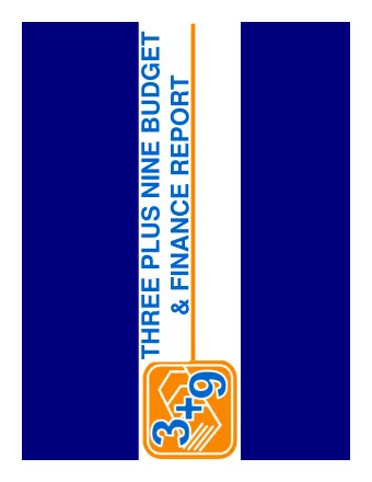 THREE PLUS NINE BUDGET  1  &amp; FINANCE REPORT  Agenda    FY 2008 Budget Overview    Budget