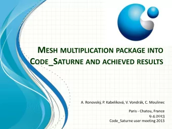 C ODE _S ATURNE AND ACHIEVED RESULTS A. Ronovsk, P. Kabelkov, V. Vondrk, C. Moulinec  Paris