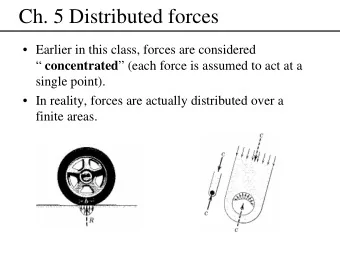 Ch. 5 Distributed forces   Earlier in this class, forces are considered  concentrated