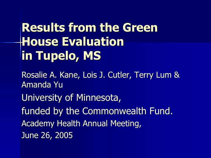 results from the green results from the green house