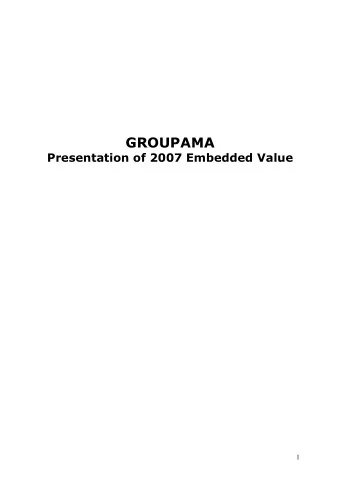 GROUPAMA Presentationof2007EmbeddedValue