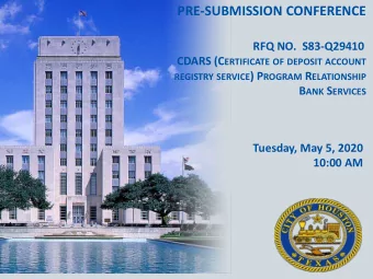 PRE-SUBMISSION CONFERENCE  RFQ NO.  S83-Q29410 CDARS (C ERTIFICATE OF DEPOSIT ACCOUNT REGISTRY
