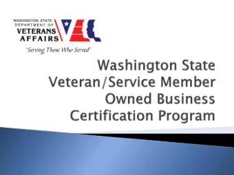 Veteran Owned Business Certification  Purchasing Goals  ESB 5041 3% Non-competitive