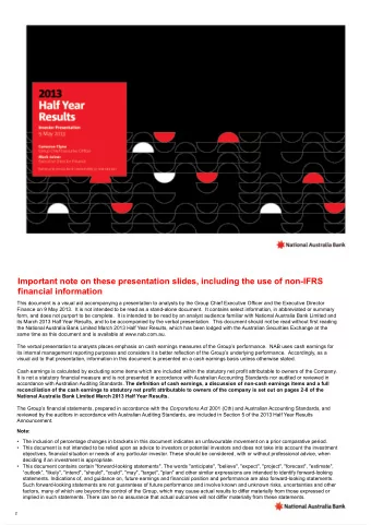 Important note on these presentation slides, including the use of non-IFRS  financial information