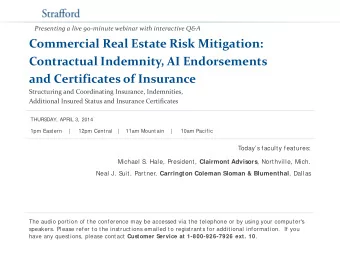 Presenting a live 90-minute webinar with interactive Q&amp;A  Commercial Real Estate Risk